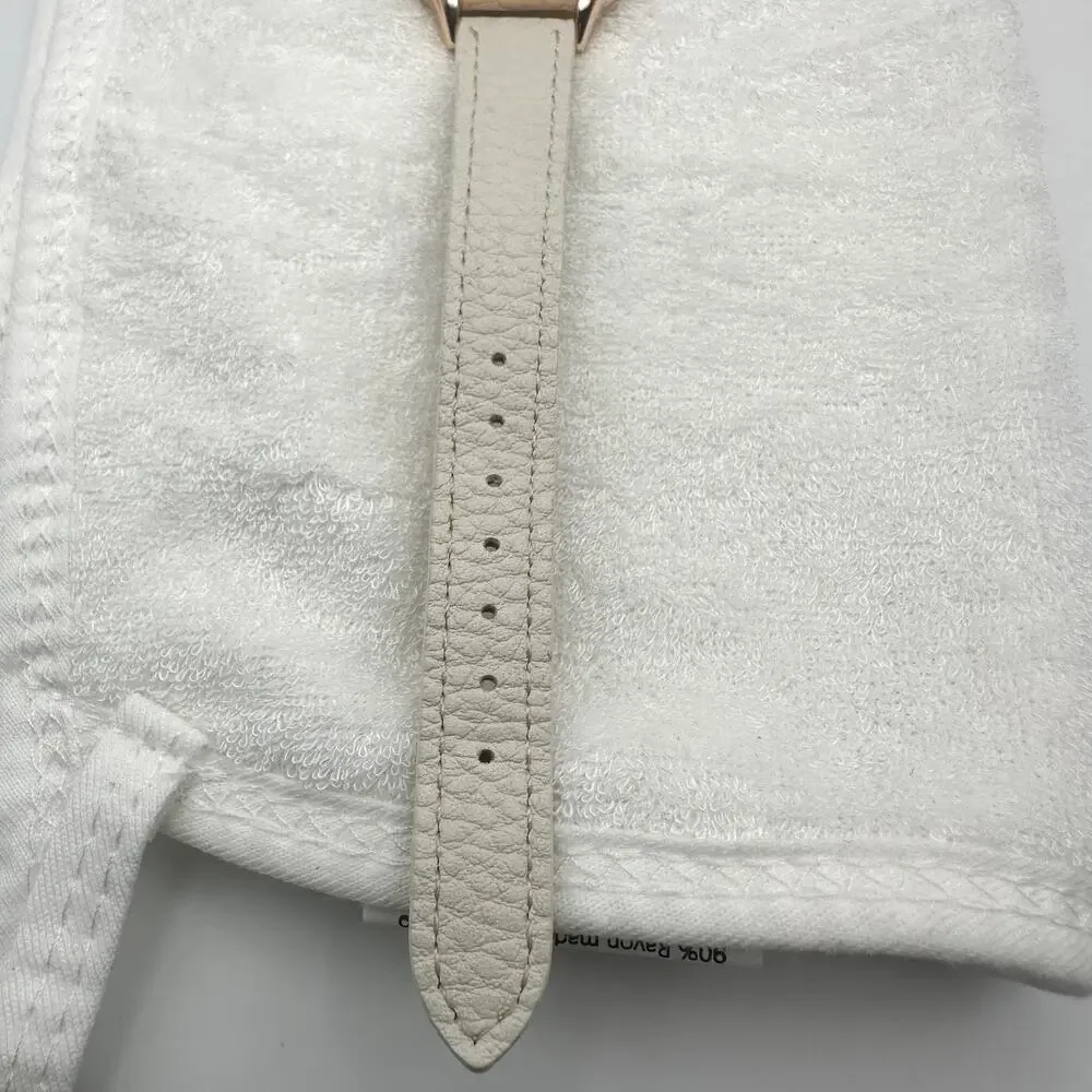 Nine West Women's Rose Gold-Tone Quartz Watch White Leather Strap